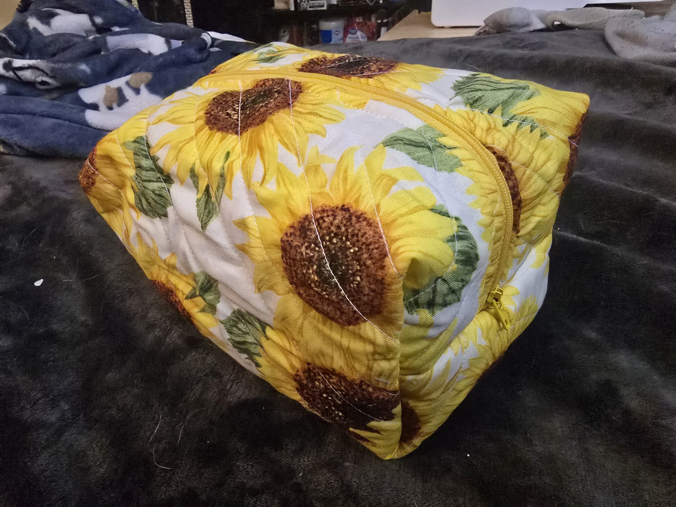 Boxy Makeup Bag – Sunflower Print