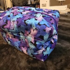 Boxy Makeup Bag Purple and Blue Butterflies
