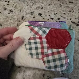 Mini Repurposed Quilt Zipper Bag - Red and Green