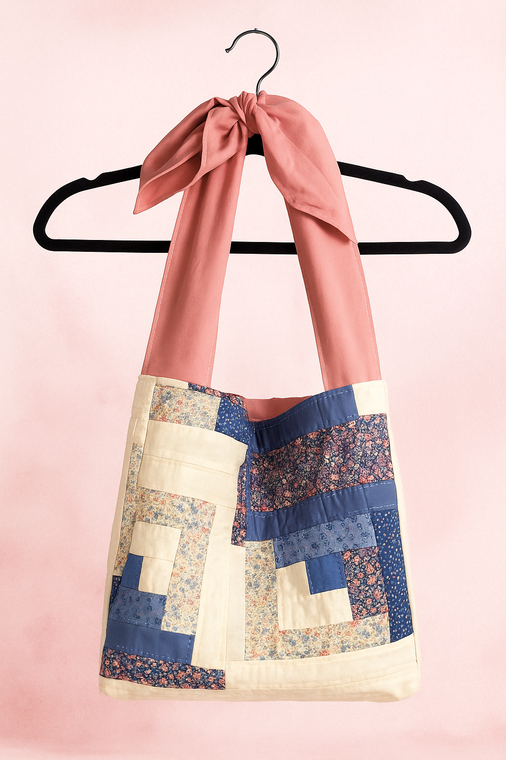 Vintage Quilt Repurposed Bow Tote Bag