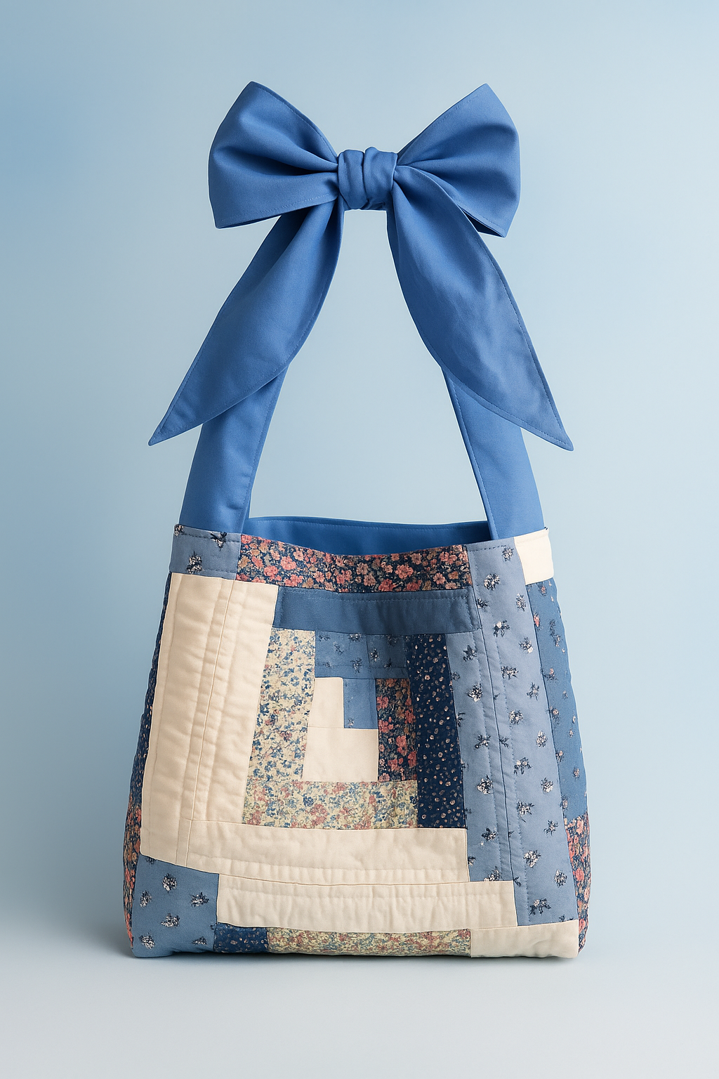 Vintage Quilt Repurposed Bow Tote Bag
