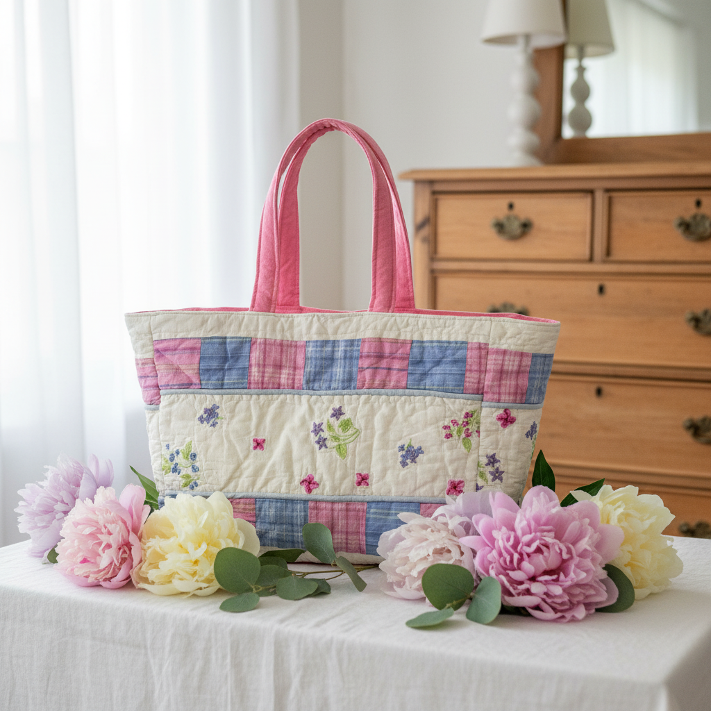 Vintage Repurposed Quilt Weekender Tote Bag - Image 2