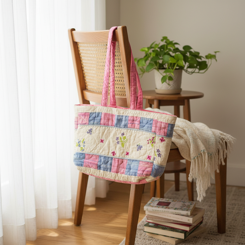 Vintage Repurposed Quilt Weekender Tote Bag - Image 3