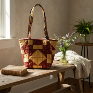 Red and Gold Handmade Tote Bag