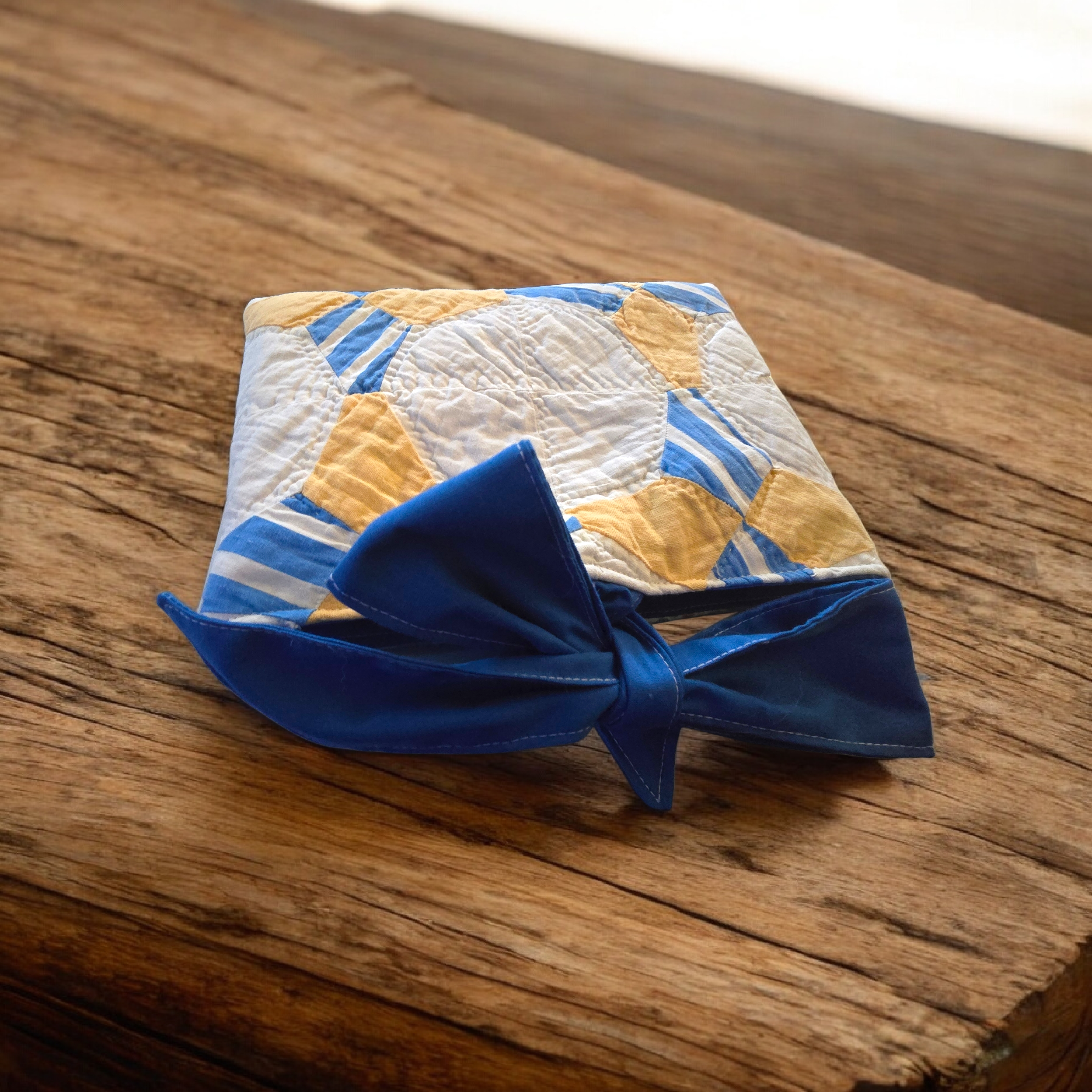 Repurposed Quilt Bow Book Sleeve