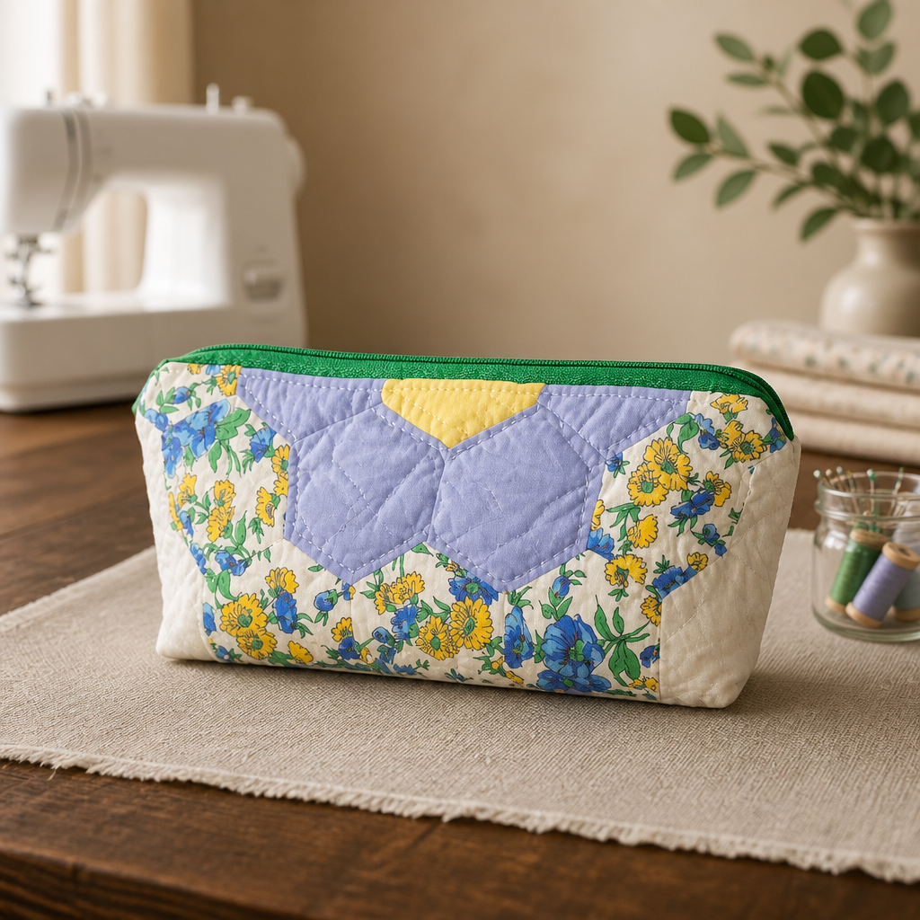 Repurposed Quilt Glasses/Pencil Zipper Bag